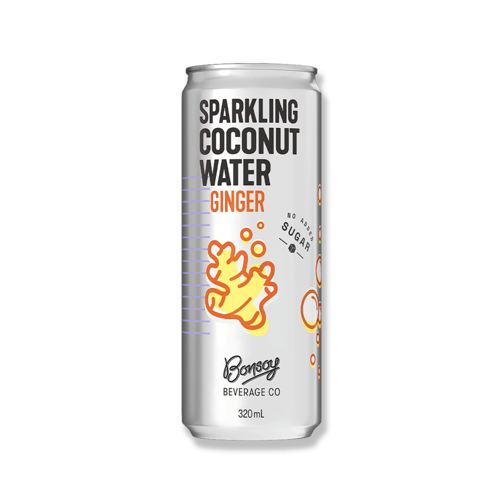 Bonsoy Organic Sparkling Coconut Water Ginger 320ml