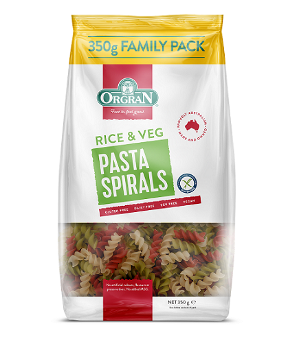 Orgran Rice & Vegetable Pasta Spirals 350g