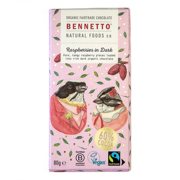 Bennetto Raspberries in Dark - 80g bars