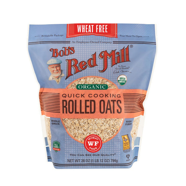 Bob's Red Mill Organic Quick Cooking Rolled Oats Pure Wheat Free 794g