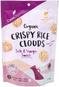 Ceres Organics Organic Crispy Rice Clouds, Salt & Vinegar Smash - 50g