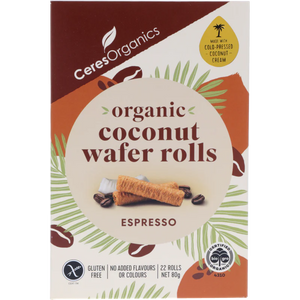 Ceres Organics Organic Coconut Wafer Rolls, Espresso 80g - 25% off