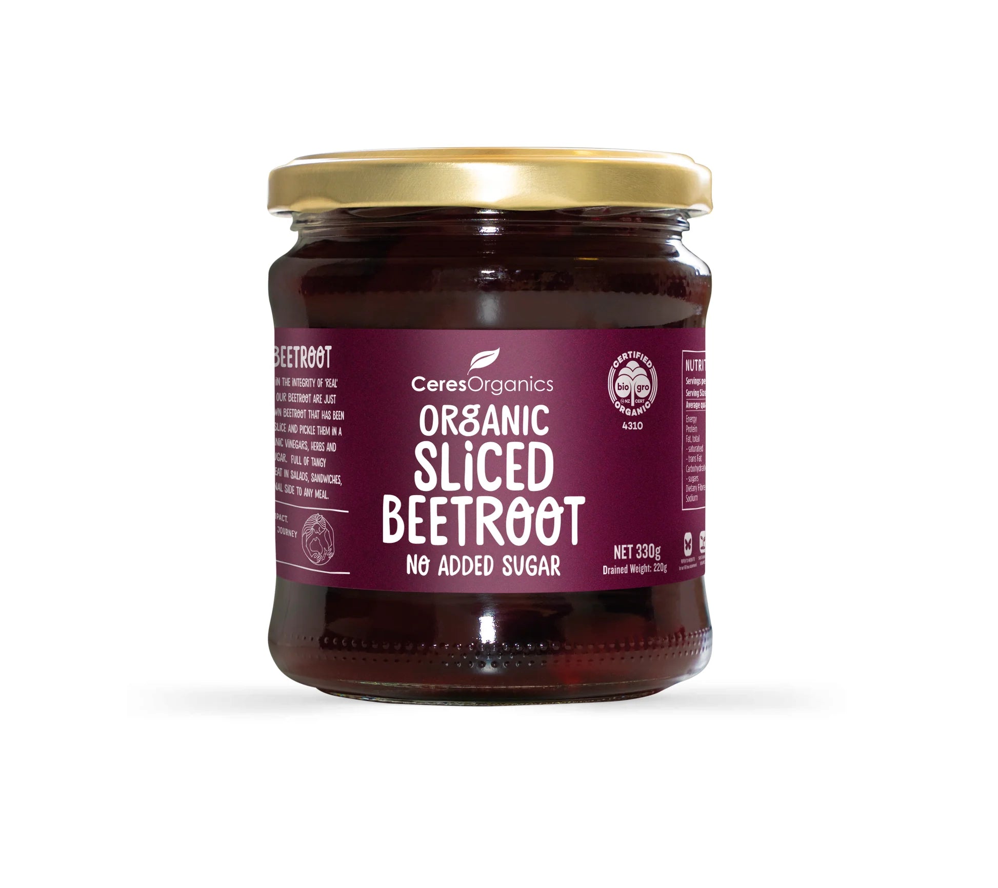 Ceres Organic Beetroot, Sliced - 330g