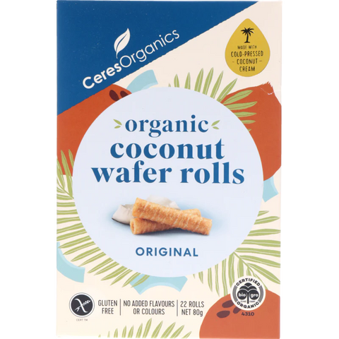 Ceres Organics Organic Coconut Wafer Rolls, Original 80g - 20% off