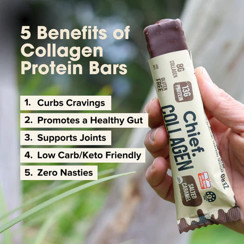 Chief Collagen Protein Choc Salted Caramel Bar 45gm - 20% off