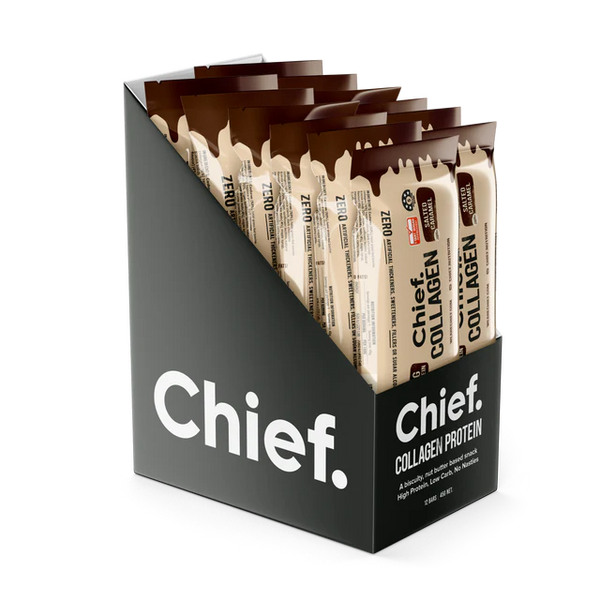 Chief Collagen Protein Choc Salted Caramel Bar 45gm - 20% off