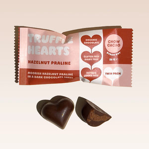 Chow Cacao Truffle Hearts Hazelnut Praline Twin Pack