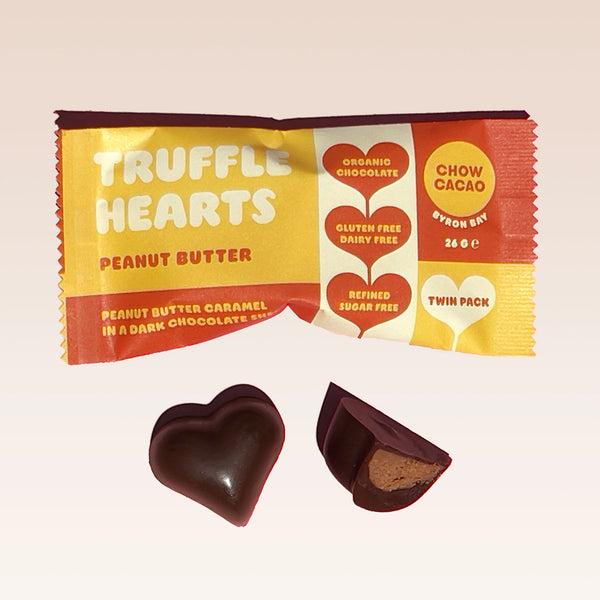 Chow Cacao Truffle Hearts Peanut Butter Caramel Twin Pack