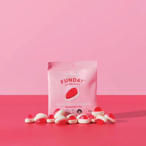 Funday Natural Sweets Strawberry & Cream Gummies 50g