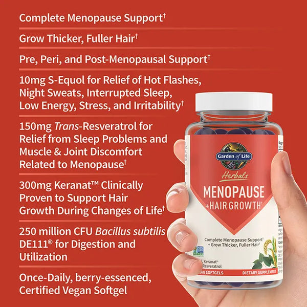 Garden of Life Herbals Menopause + Hair Growth† 30 Vegan Softgels