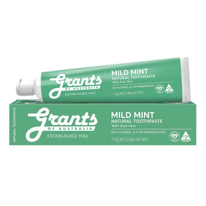 Grants Mild Mint Natural Toothpaste - Fluoride Free - 110g