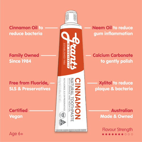 Grants Cinnamon Natural Toothpaste - Fluoride Free - 110g