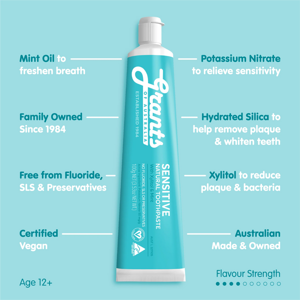 Grants Sensitive Natural Toothpaste - Fluoride Free - 100g