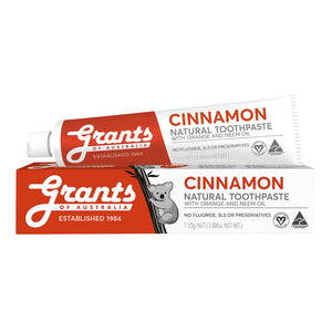 Grants Cinnamon Natural Toothpaste - Fluoride Free - 110g