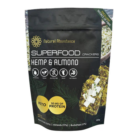 Natural Abundance Superfood Crackers - Hemp & Almond 100g