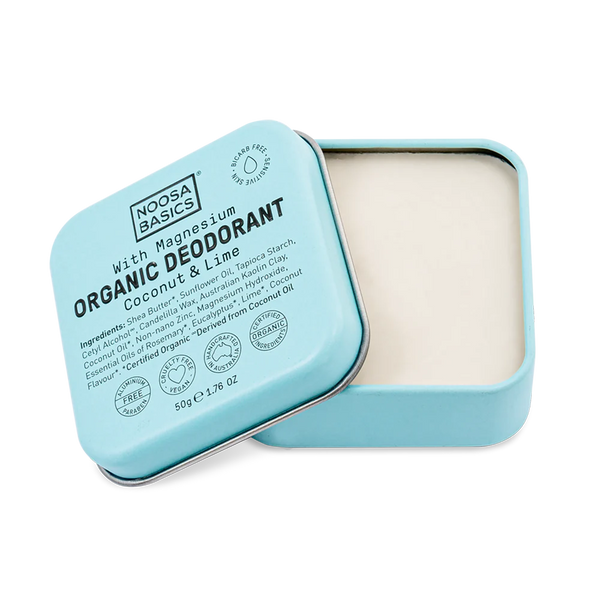 Noosa Basic Organic Deodorant Cream tin 5.gm - with Magnesium / Bi-Carb Free Coconut & Lime