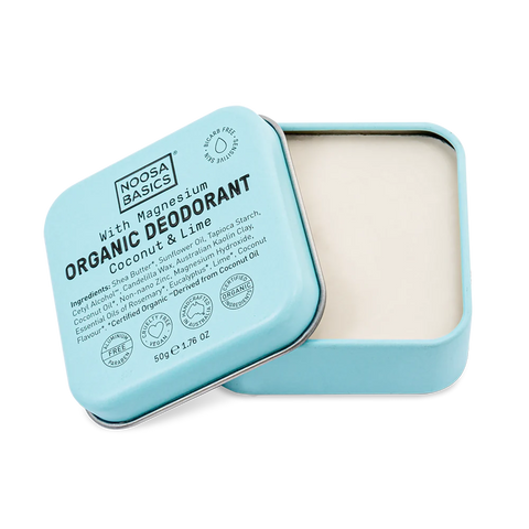 Noosa Basic Organic Deodorant Cream tin 5.gm - with Magnesium / Bi-Carb Free Coconut & Lime