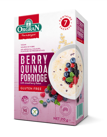 Orgran Brekki Porridge Hot Cereal – Berry 210g