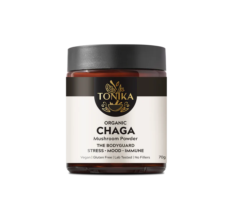 Tonika Organic Chaga Mushroom Powder Glass Jar - THE BODYGUARD