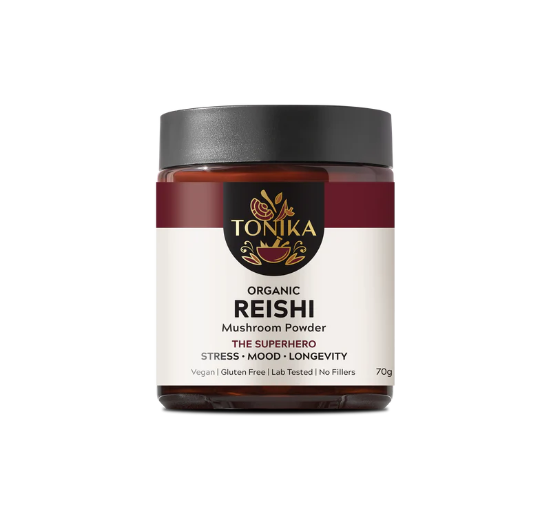 Tonika Organic Reishi Mushroom Powder Glass Jar - THE SUPERHERO