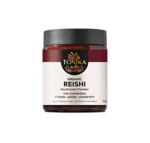 Tonika Organic Reishi Mushroom Powder Glass Jar - THE SUPERHERO