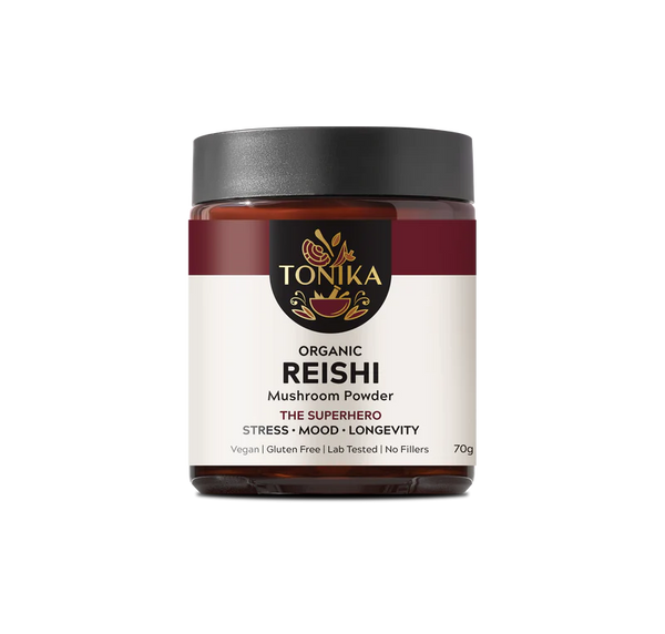 Tonika Organic Reishi Mushroom Powder Glass Jar - THE SUPERHERO