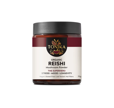 Tonika Organic Reishi Mushroom Powder Glass Jar - THE SUPERHERO